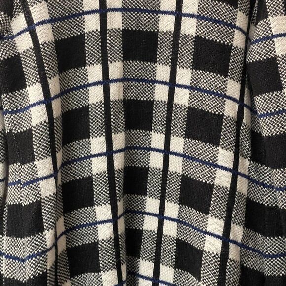 Hannah Full Length Black White Blue Plaid Cardigan Medium - Picture 9 of 10